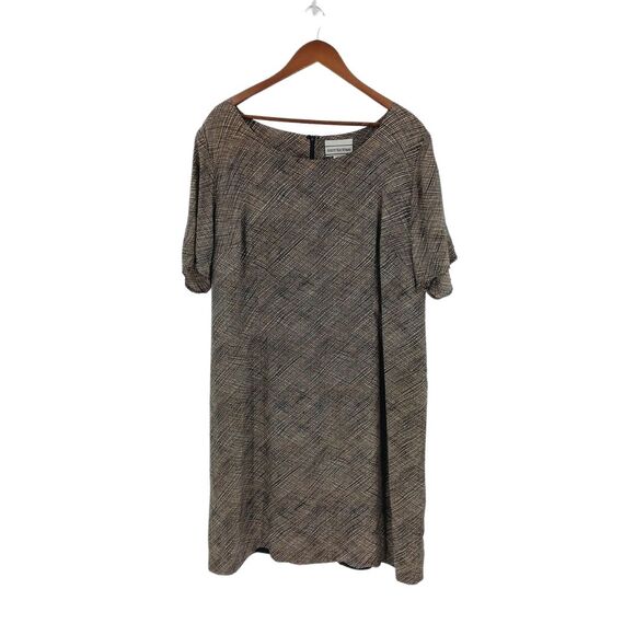 August Max Woman Dresses & Skirts - August Max Woman Tan & Black 100% Silk Plus Size Midi Dress Sz 22